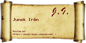Junek Irén névjegykártya